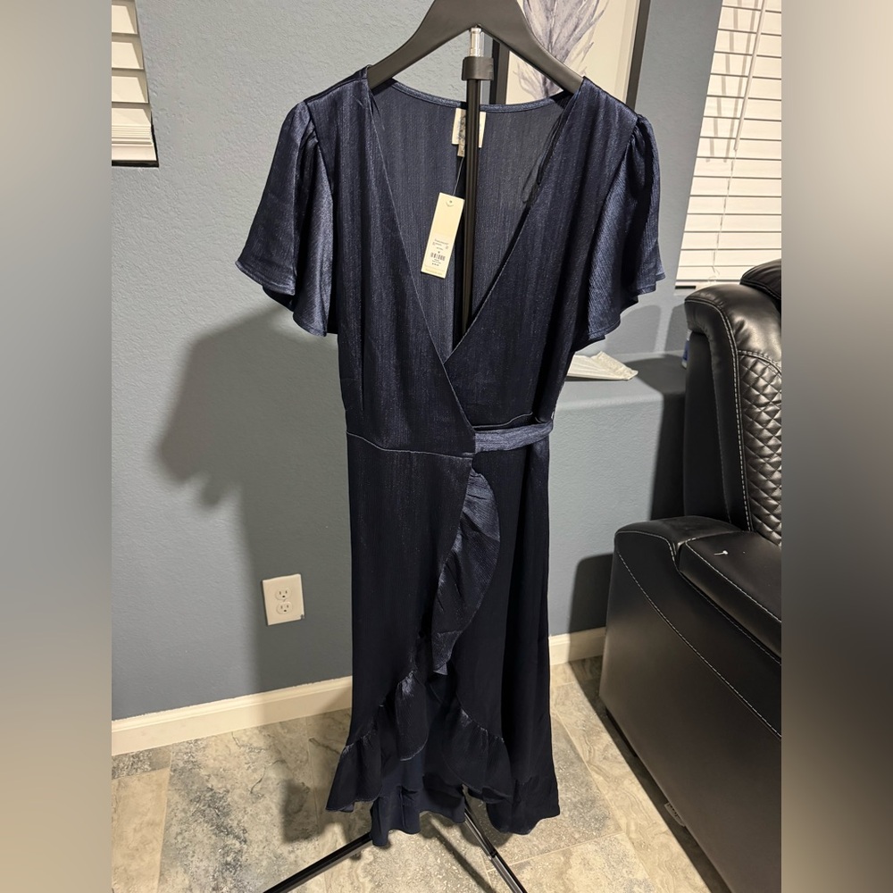 Francesca’s Blue Rain Midnight Blue Midi Dress